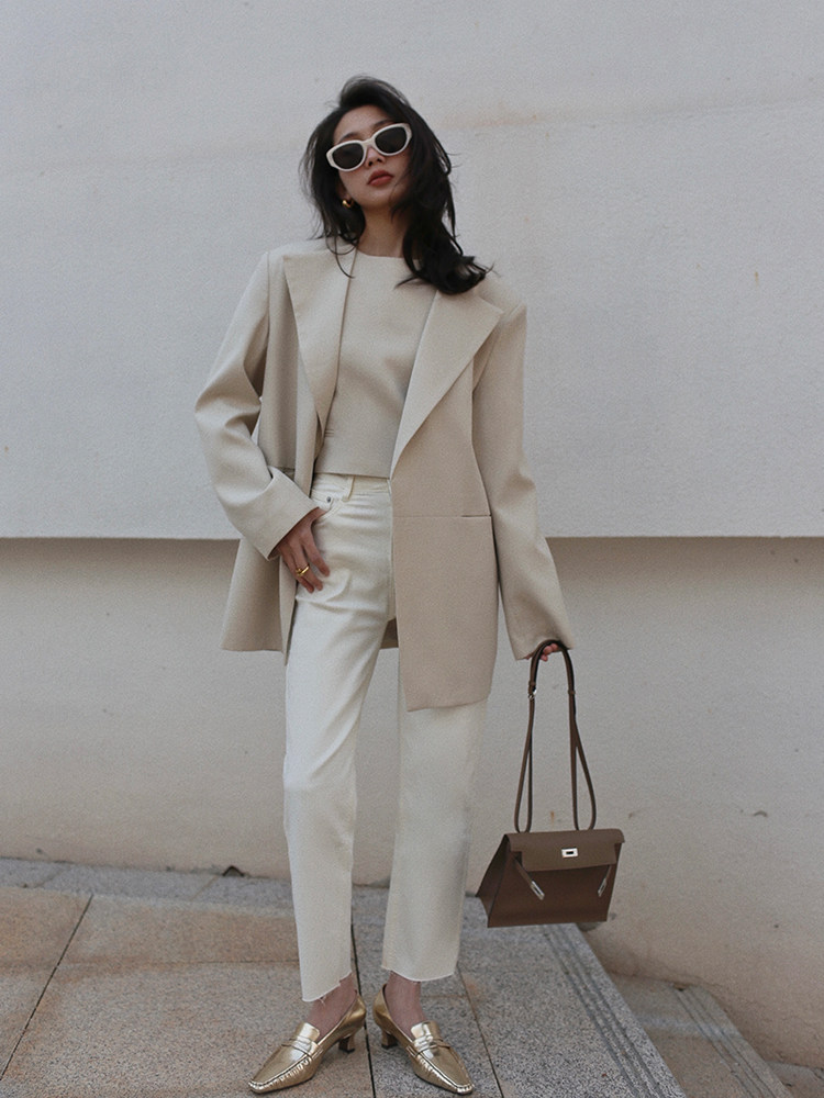 AZHU 2024 새로운 정장 여성 실크 정장 조끼 3 피스 세트