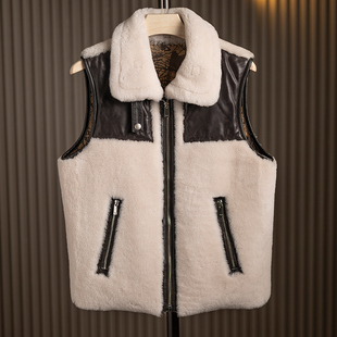 真皮真毛翻领 保暖防风夹克时尚 皮毛一体外套冬季 厚皮草马甲冬季