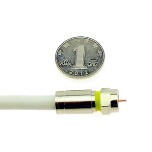 F头 全铜 挤压式 防水 RG6英制四屏蔽 有线数字电视机顶盒接头75