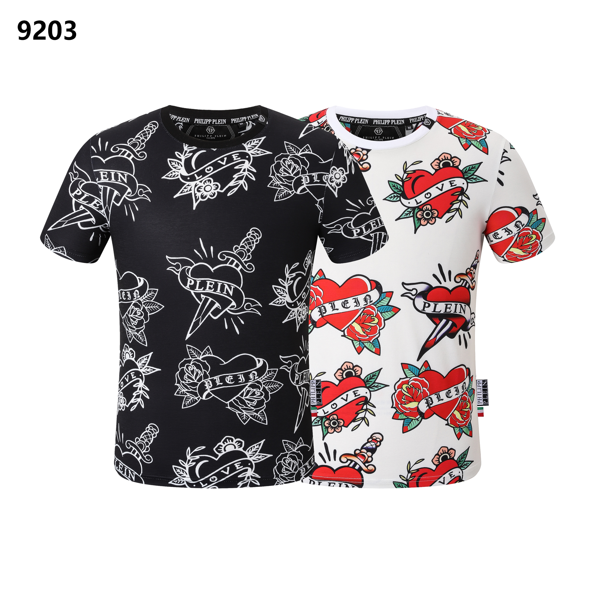 2023短袖T恤男装彩色骷髅头印花字母欧美时尚修身夏天半袖男TEE