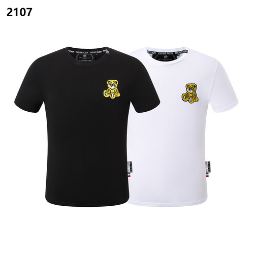 欧美新款PP短袖T恤男刺绣卡通熊宝宝时尚潮流夏季男女情侣衫shirt