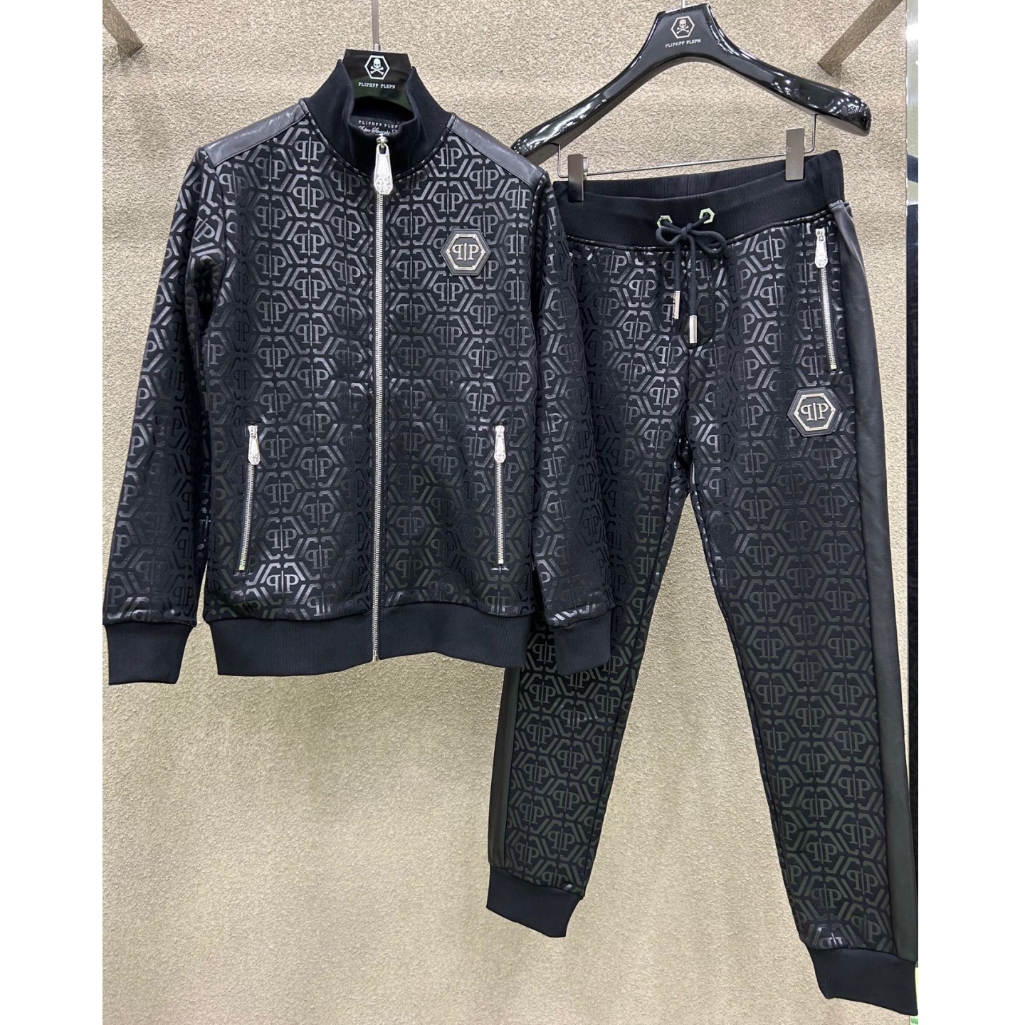 秋冬新款潮牌男PP轻奢满印提花潮流高级感运动卫衣套装卫裤两件套