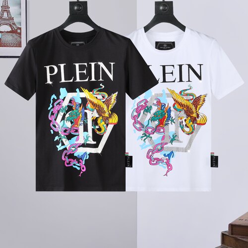 夏季新款潮牌短袖T恤男装PP创意龙凤图案烫钻纯棉时尚上衣t-shirt