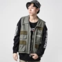 Hvelay Nhật Bản công cụ lỏng lẻo vest nam thương hiệu thủy triều hip hop đường phố không tay áo vest vest thủy triều - Dệt kim Vest áo dệt kim tay ngắn