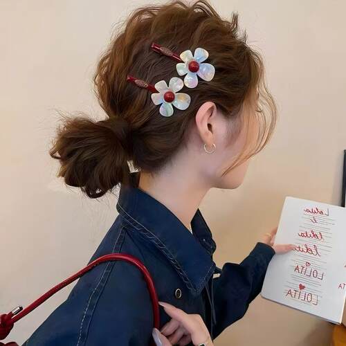 春夏幻彩醋酸花朵发夹边夹侧边发卡2026新款刘海夹高级感前额发饰