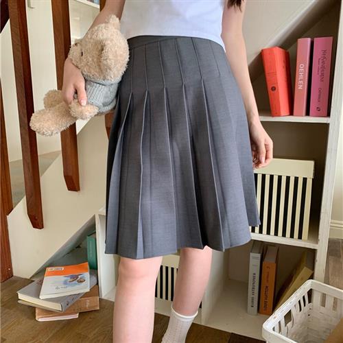 PPHOME自制~百褶中裙 女子高中miu系西装半身裙春夏中长半身裙女