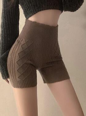 冬天防走光针织打底短裤女秋冬高腰显瘦春季外穿裤子小个子安全裤