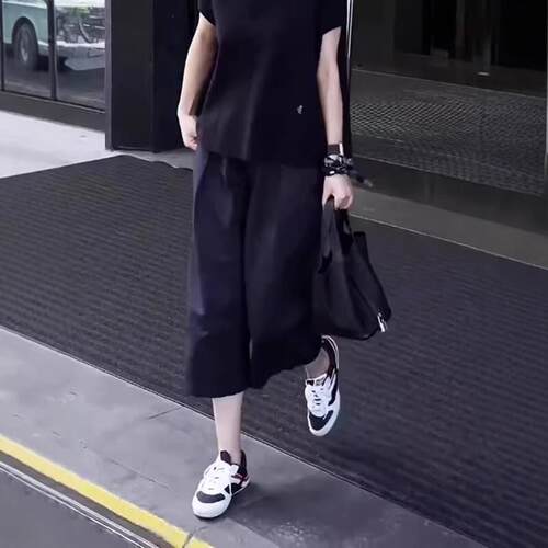 大码七分休闲裤女夏季新款爆款梨型身材显瘦时尚百搭宽松阔腿裤子