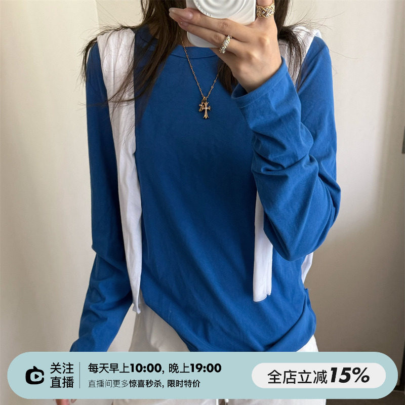 SHINE 经典基础 100%纯棉 精细高支纱线棉 两色轻薄防晒长袖T恤