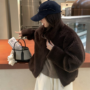 全羊毛 SHINE 进口小拉贡 重磅推荐 三色立领皮毛一体外套 自留