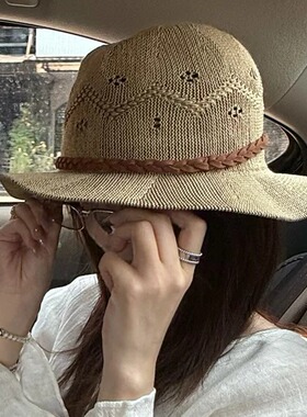 SHINE 自留 B入！韩国进口 夏日度假 复古镂空 巴拿马草编帽礼帽