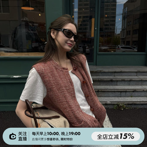 重工编织设计无袖马甲外套