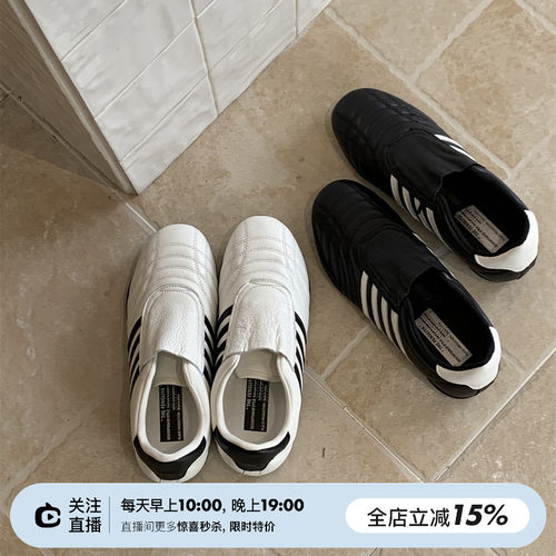 SHINE 春夏新品 经典时髦 四道杠 牛皮一脚蹬  两色跆拳道德训鞋