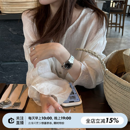 细腻微透亨利领防晒长袖衬衫