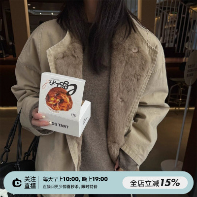保暖抗风兔毛两色派克外套