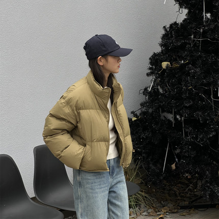 SHINE 反季福利价 时髦立领 90白鹅绒 短款面包羽绒服