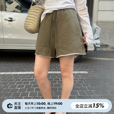 松紧腰抽绳两色休闲短裤