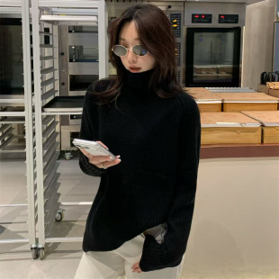 无缝一体机织 全羊毛 高领坑条七色内搭针织毛衣 不可机洗 SHINE