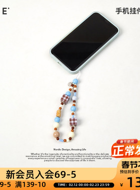 OCE薄荷奶咖撞色串珠手绳挂绳diy珠串链条短款手机壳ccd相机挂饰