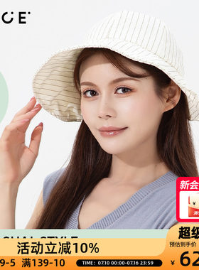 OCE条纹格子遮阳小圆帽子女款2026新款防晒防紫外线夏天帽子
