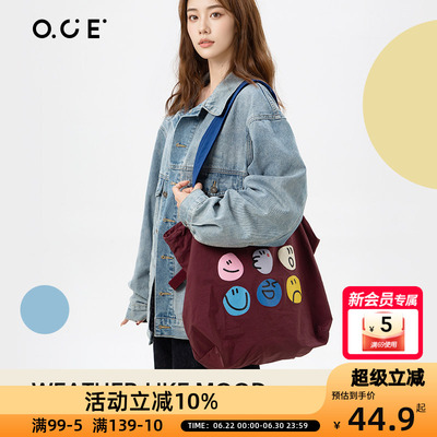 OCE单肩包女2025新款托特包包手提包女学生通勤大容量帆布包袋