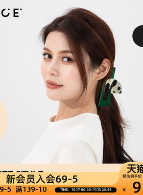 OCE熊猫印花发圈简约百搭发卡扎发皮筋港风波点少女发绳头饰女