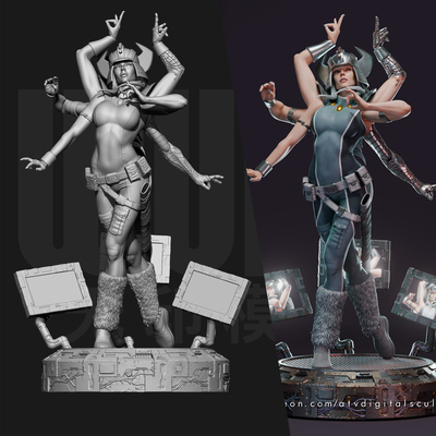 漫威 螺旋女 六臂魔女 1/24GK白模手办18比例树脂3D打印模型 6551