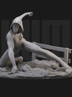 温格 蜘蛛侠白色女孩 1/24白模GK手办18比例兵人3D打印模型 1059