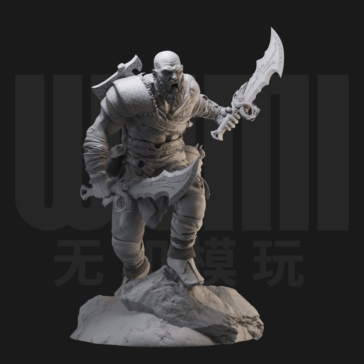 战神奎爷奎托斯 1/24白模gk手办 18比例兵人3d打印模型 1499
