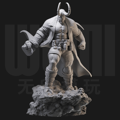 地狱男爵雕像 骷髅山 1/24白模GK手办18比例兵人3D打印模型 1069