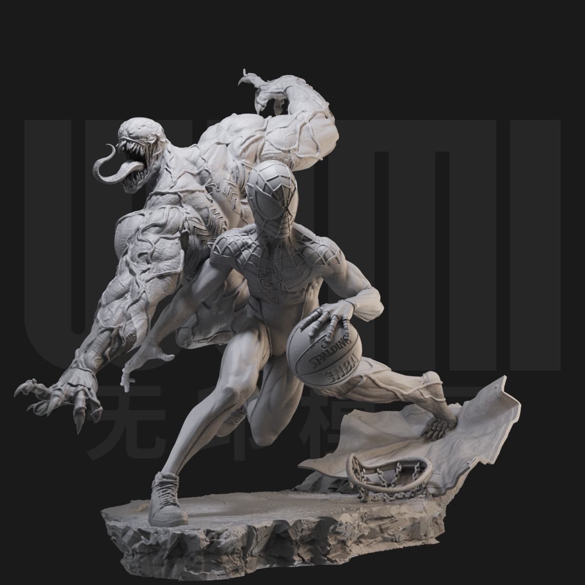 蜘蛛侠 毒液 篮球赛 1/24白模GK手办 18比例兵人3D打印模型 1894