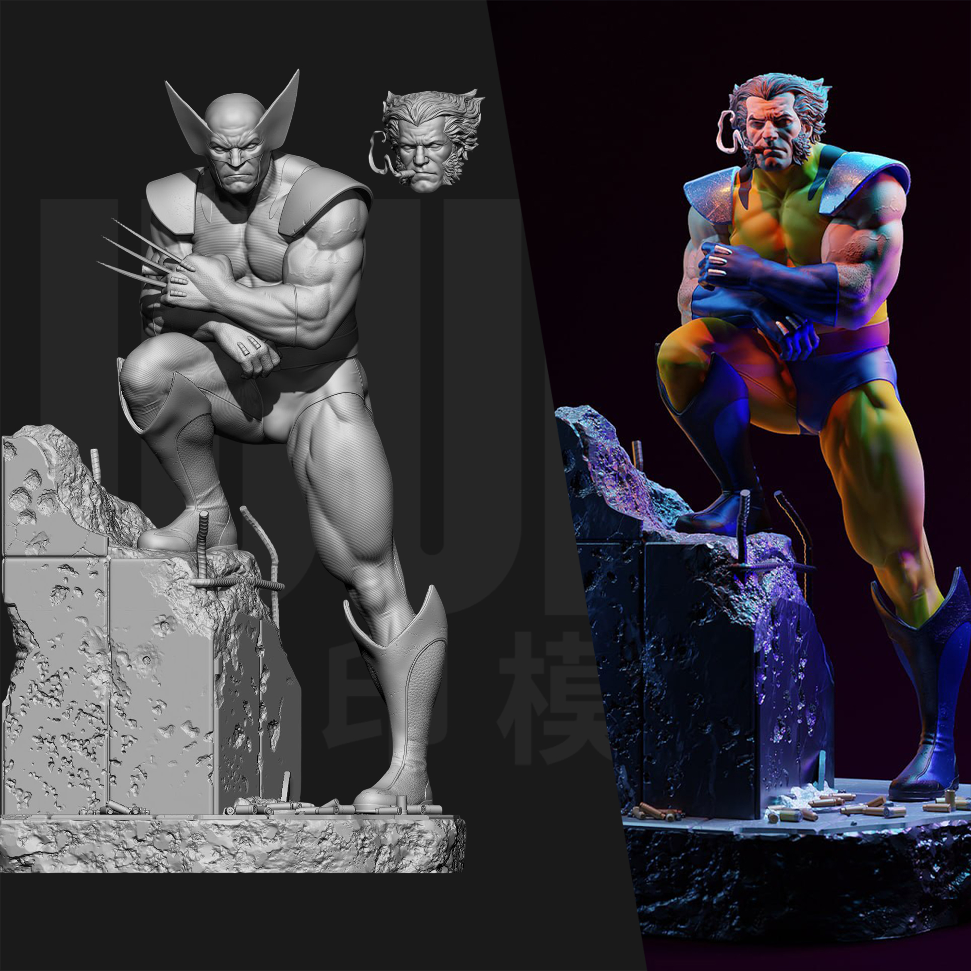 漫威 金刚狼 X战警 狼叔 1/24GK白模手办 18比例树脂模型 6515