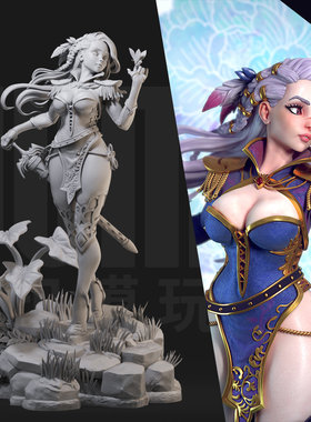 花仙子小姐姐女剑士  1/24白模GK手办 35比例兵人3D打印模型 461