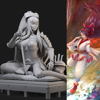 侍魂娜可露露欧美风武士1/24GK白模 1比12手办3D打印树脂模型 317