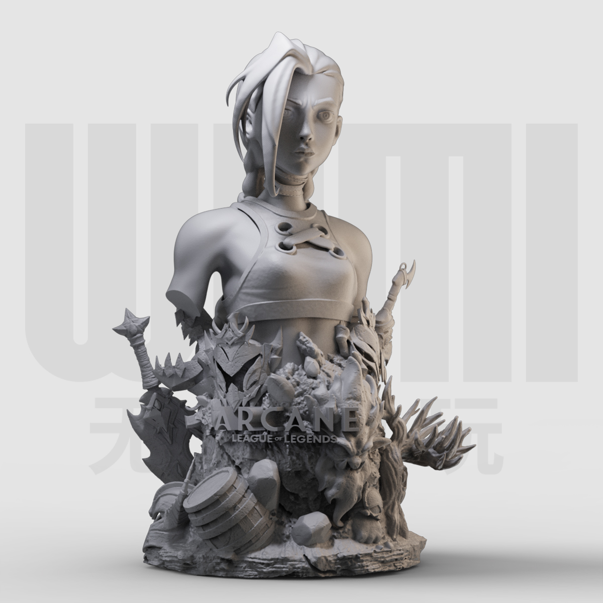 爆炸双马尾小萝莉 半身像  1/16树脂白模 10比例GK手办模型184