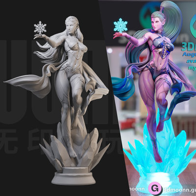 冰神希瓦 最终幻想14 1/24白模GK手办 18比例兵人3D打印模型 1954