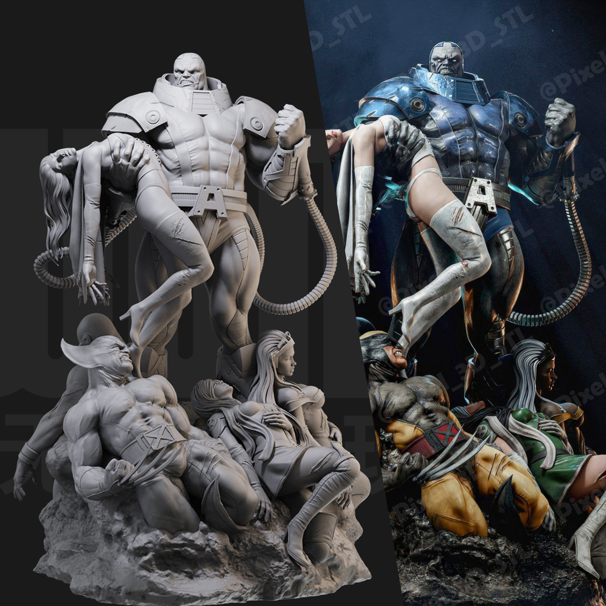 1/24 天启大战X战警 漫威 18比例GK白模手办3D打印兵人模型 3946