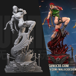 1/24 嘉米 街头霸王圣诞版 18比例GK白模手办3D打印兵人模型 3059