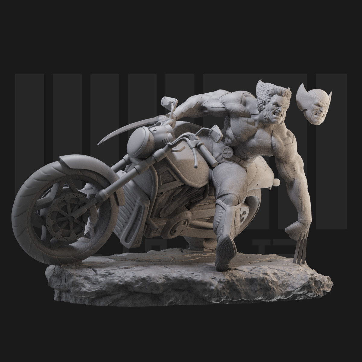 金刚狼摩托车 X战警 1:24白模手办/18比例GK兵人3D打印模型 1476