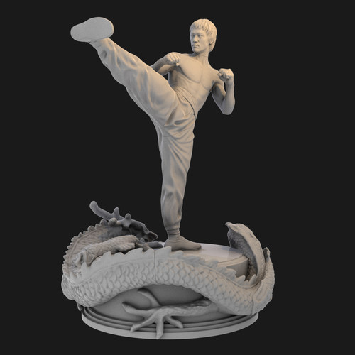 李小龙经典踢腿造型 1比24GK白模 1/12人偶3D打印树脂手办模型205