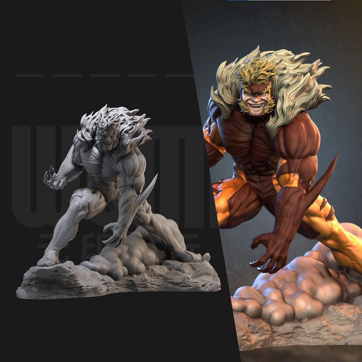 1/24 剑齿虎 X战警 漫威 18比例GK白模手办3D打印兵人模型 4373