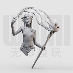 半精灵德鲁伊胸像 机械之声 1/16树脂白模 10比例GK手办模型 128