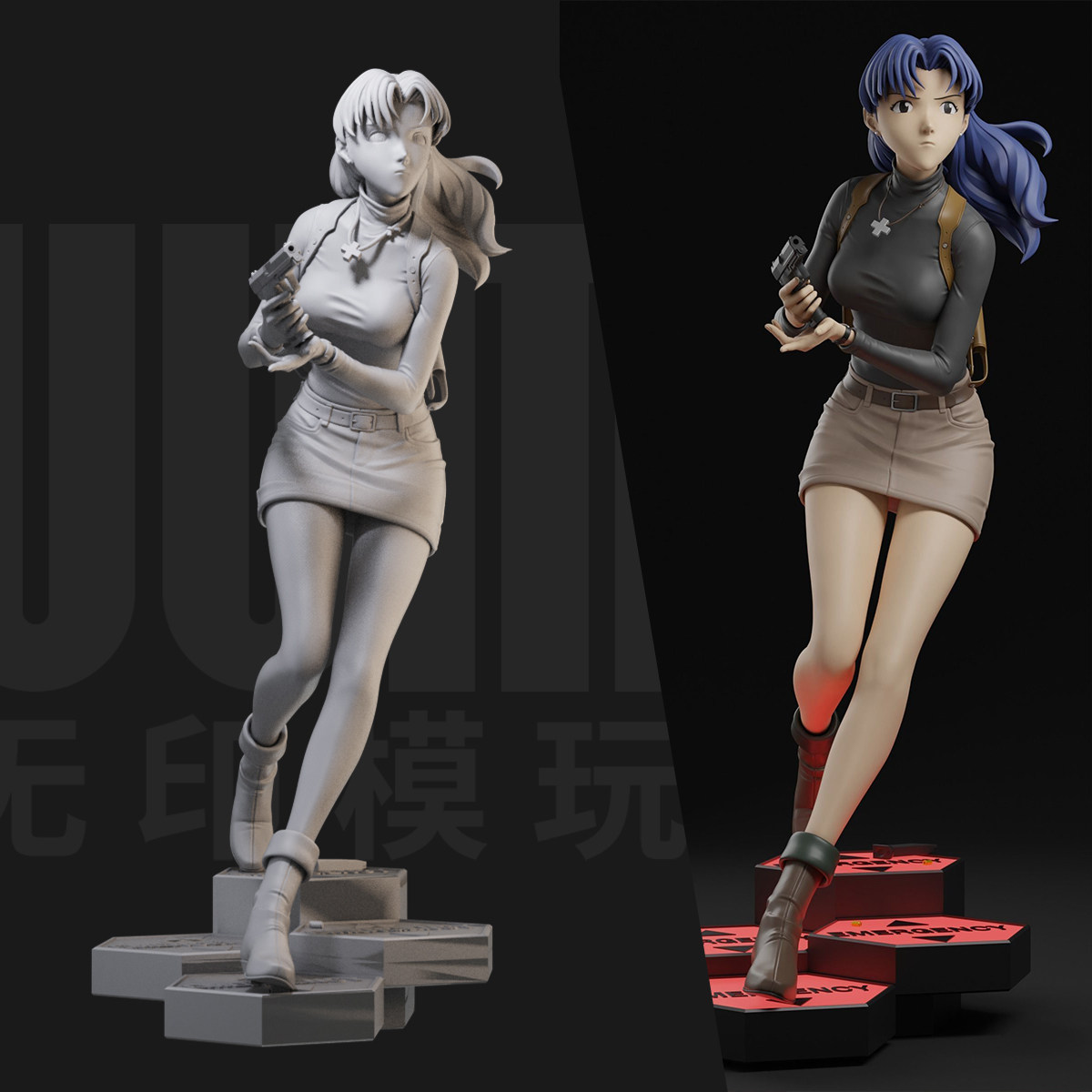 葛城美里 新福音战士 1/24白模手办 35比例gk兵人3d打印模 921