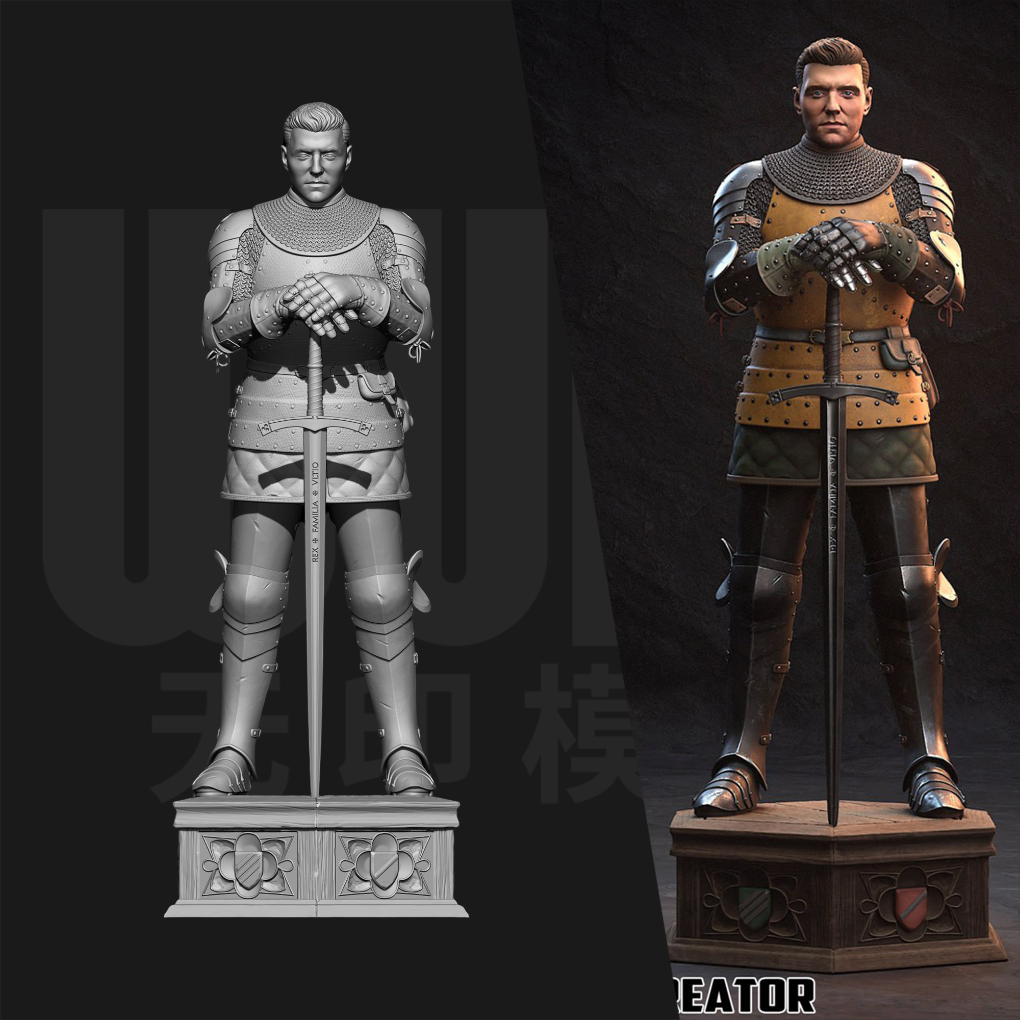 天国拯救 亨利 哈尔 1/24GK白模手办 18比例树脂3D打印模型 6578