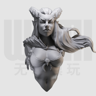 1/10 女提夫林德鲁伊奇幻半身胸像 16比例GK树脂白模手办模型 716