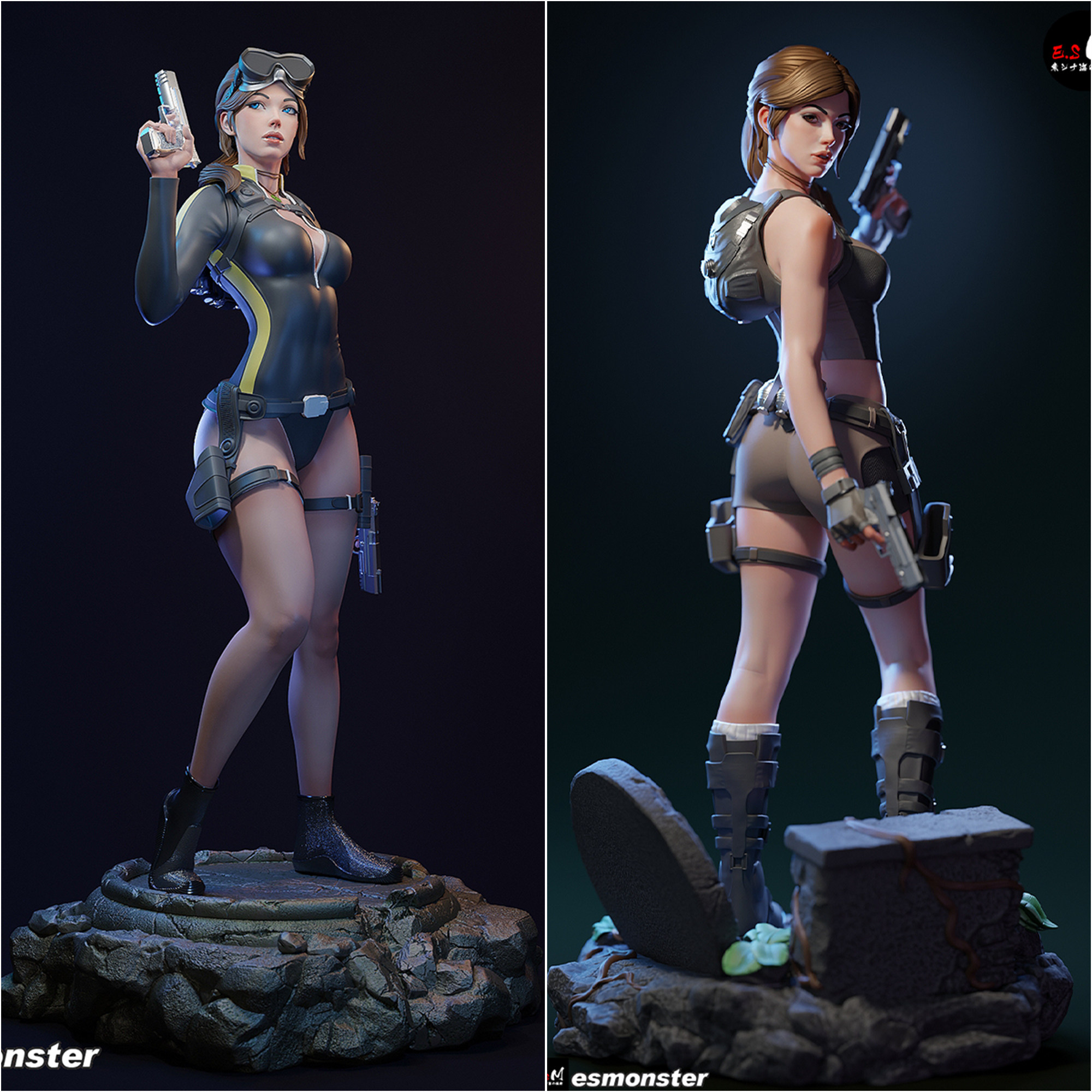古墓丽影 劳拉 1/24GK 白模 手办 18比例树脂 3D打印模型 7593