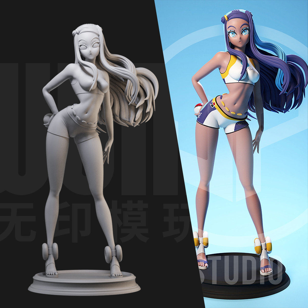 露璃娜 宝可梦剑盾 1/24白模GK手办 18比例兵人3D打印模型 2