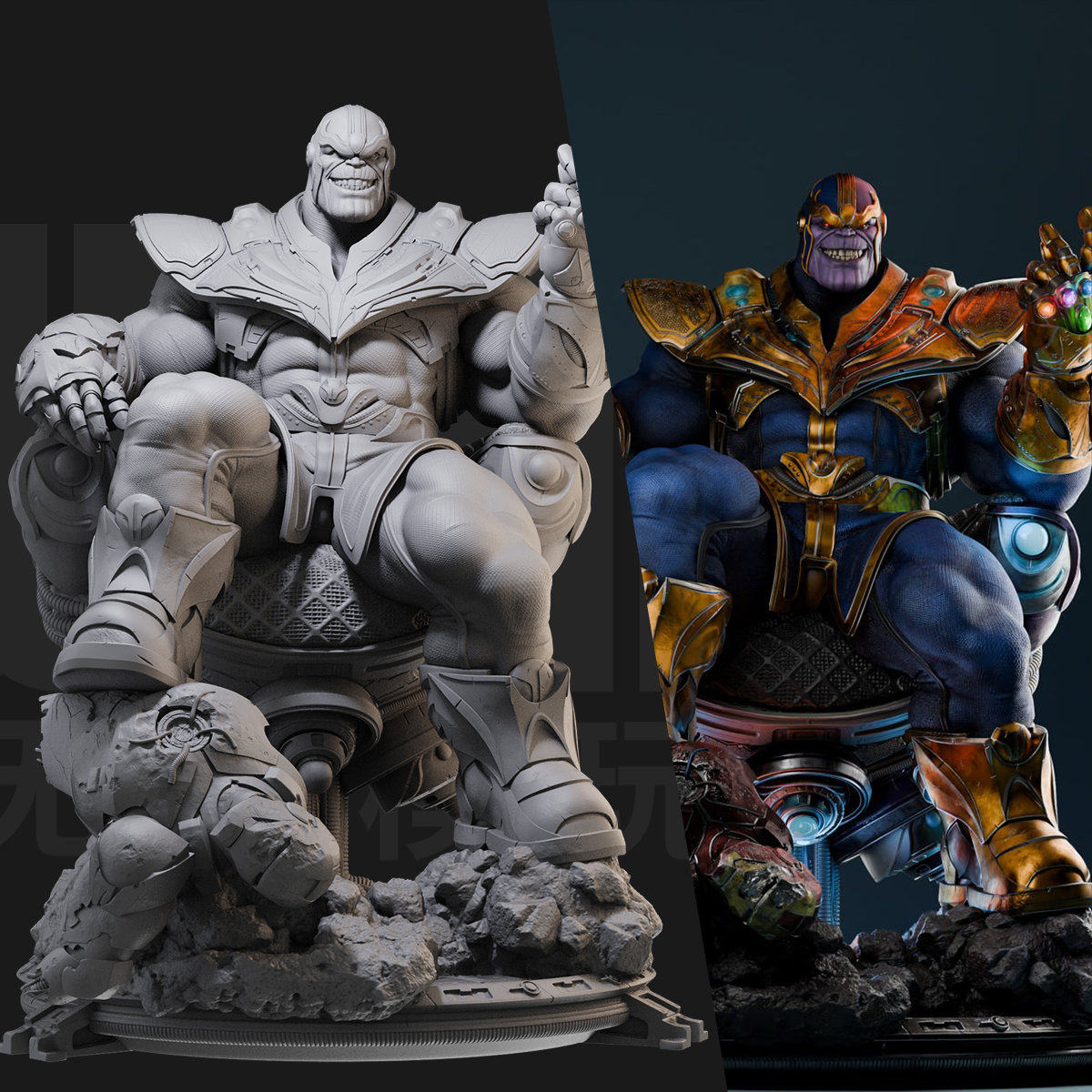 1/24 灭霸 漫威 超级反派 18比例GK白模手办3D打印兵人模型 4532