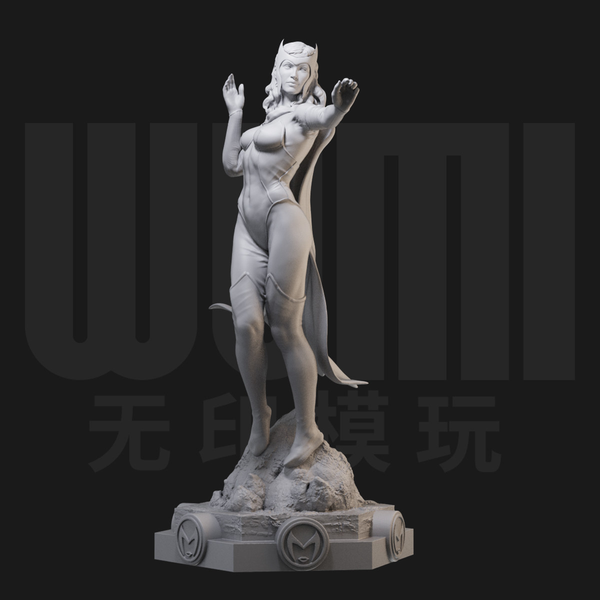 1/24绯红女巫 漫威复仇者 18比例GK白模手办 3D打印兵人模型 2192