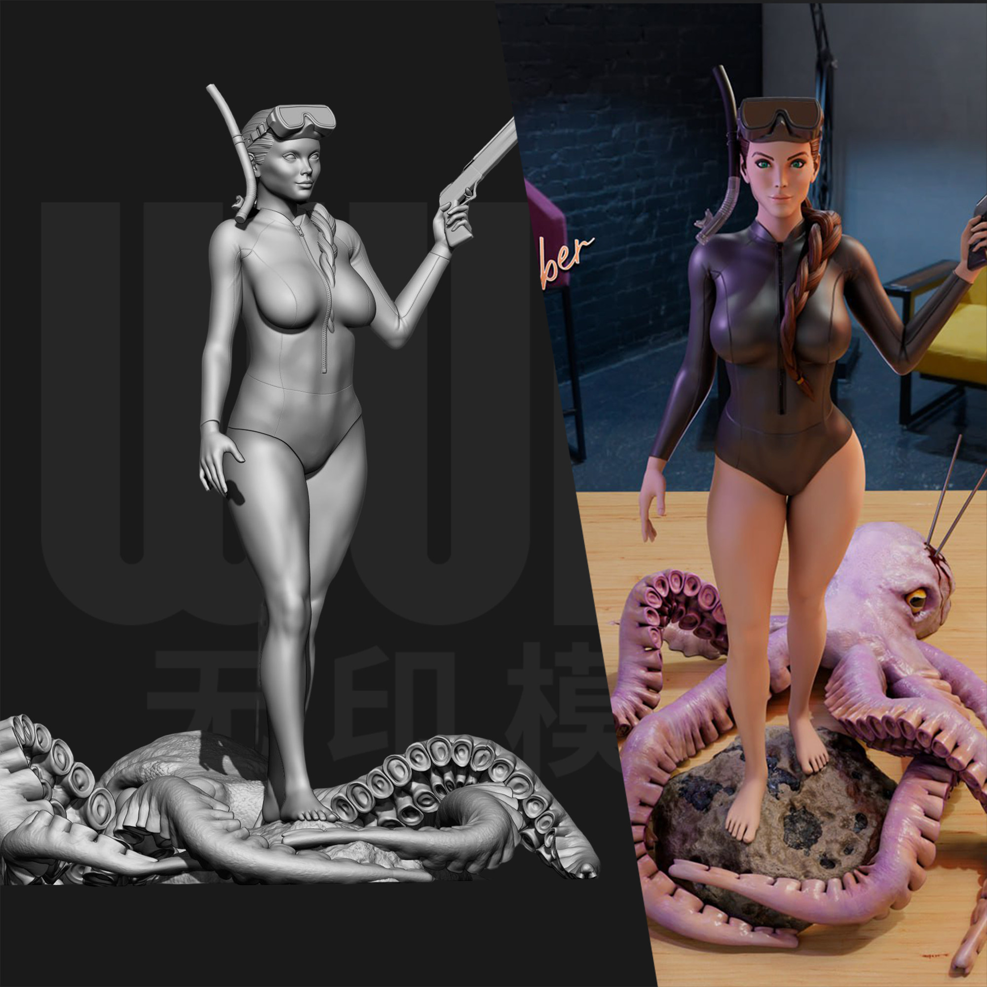古墓丽影 劳拉·克劳馥 1/24GK白模手办18比例树脂3D打印模型6567 - 实物图